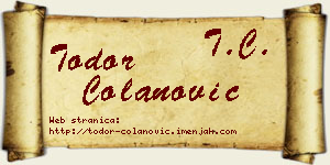 Todor Čolanović vizit kartica